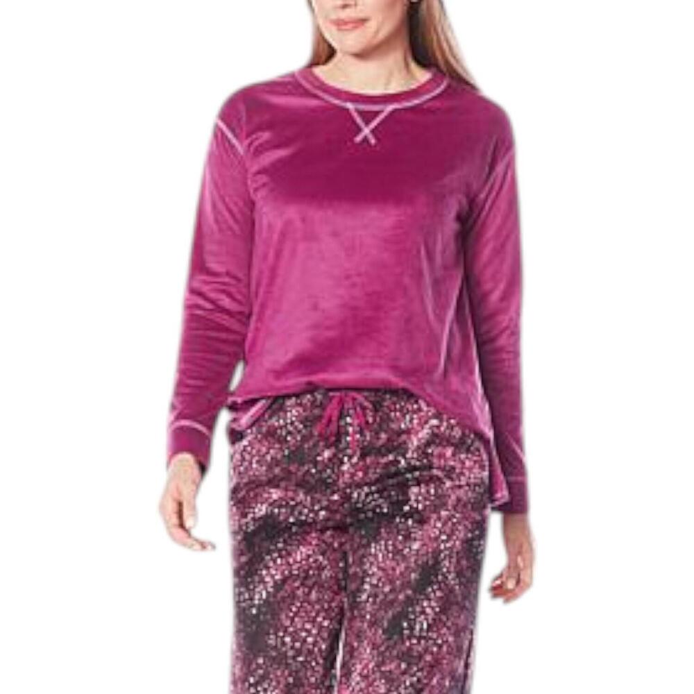Comfort Code Women's Sueded Microfleece Pj Top Purple - Regular